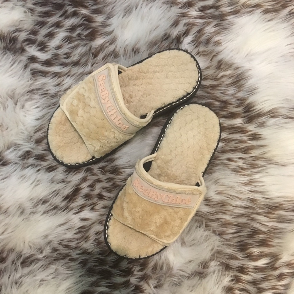 See by Chloe Furry Slides